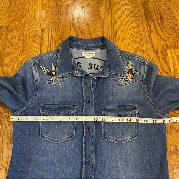 Thelma Deluxe Embroidered Love Now Denim Shirt - Picture 14 of 16